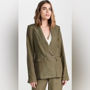 PAIGE Women's XL Green Linen Dawson Blazer